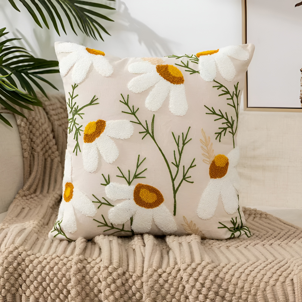 Botanical Kissenbezug - Weiche Mikrofaser Baumwolle in Gelb für Sofas und Sessel