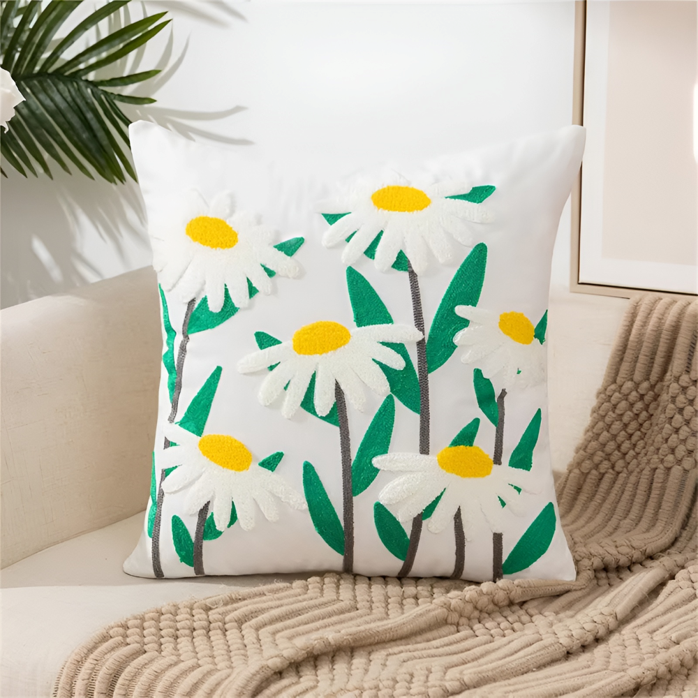 Botanical Kissenbezug - Weiche Mikrofaser Baumwolle in Gelb für Sofas und Sessel