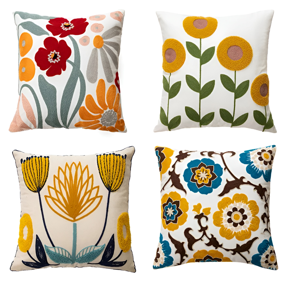 Botanical Kissenbezug - Weiche Mikrofaser Baumwolle in Gelb für Sofas und Sessel