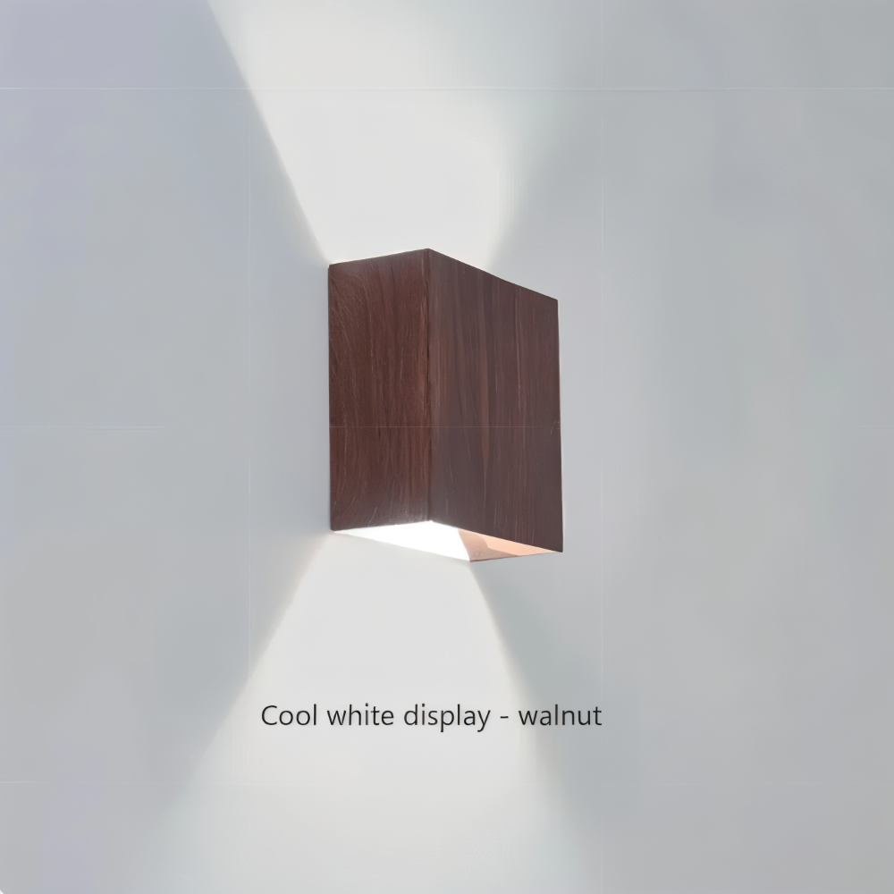 Boxy Wandleuchte - Rechteckige Up & Down Beleuchtung Wandleuchte aus Holz - Wandleuchte LED für Schlafzimmer