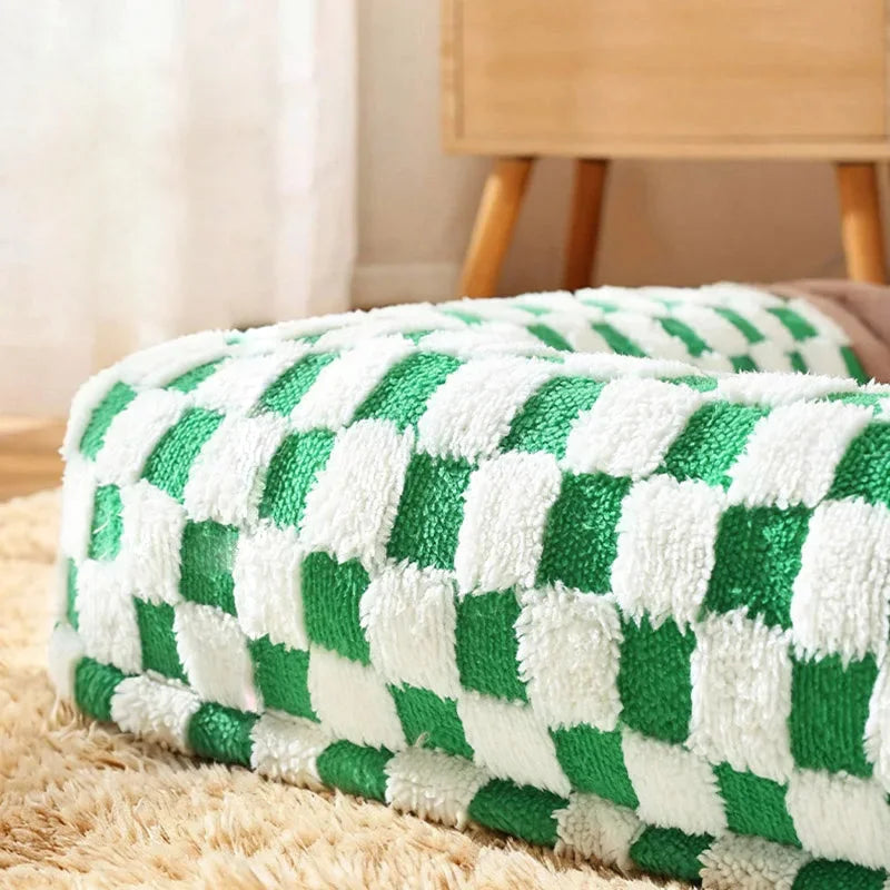 Caro Haustierbett für Kleine und Mittelgroße Tiere | Weiches Fleece mit Schachbrettmuster 8