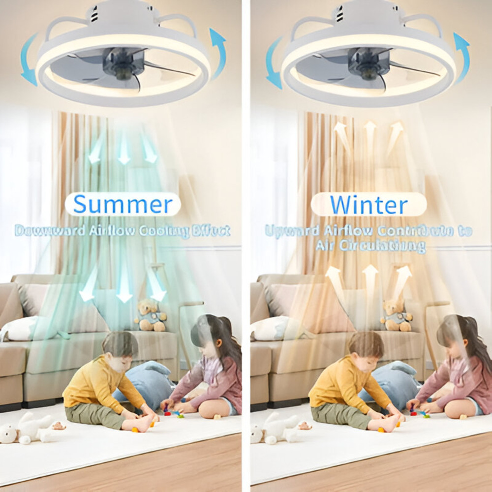 Intelligenter Deckenventilator mit dimmbarer LED-Lampe – Schwarz/Weiß – Ø 33 cm – mit Fernbedienung und App