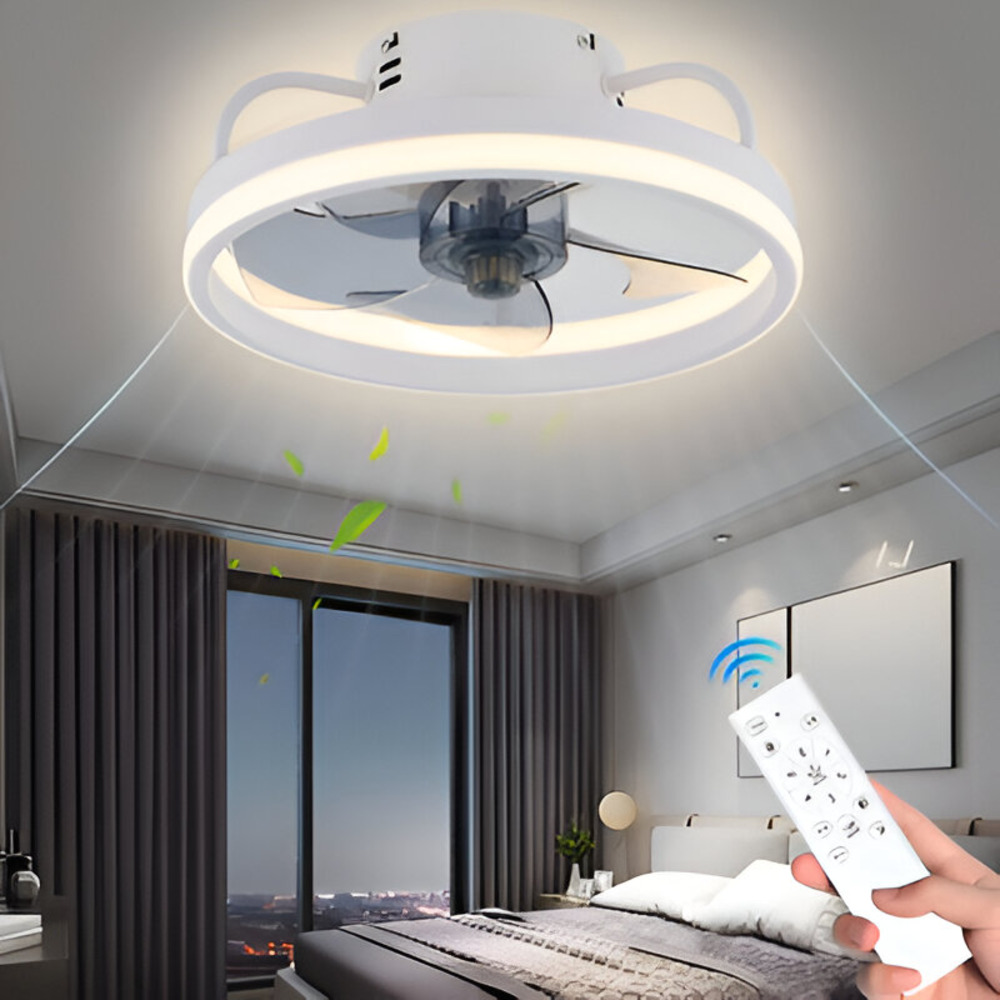 Intelligenter Deckenventilator mit dimmbarer LED-Lampe – Schwarz/Weiß – Ø 33 cm – mit Fernbedienung und App