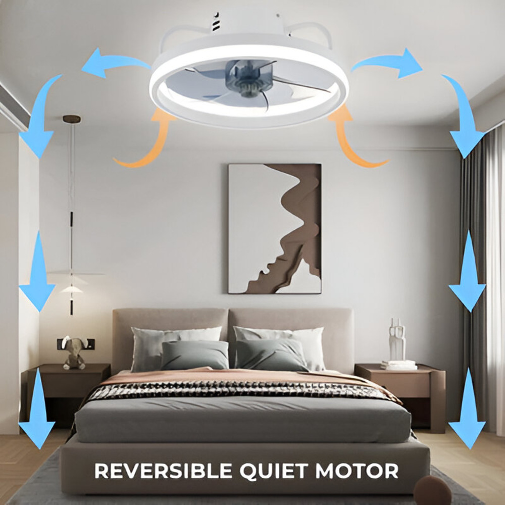 Intelligenter Deckenventilator mit dimmbarer LED-Lampe – Schwarz/Weiß – Ø 33 cm – mit Fernbedienung und App