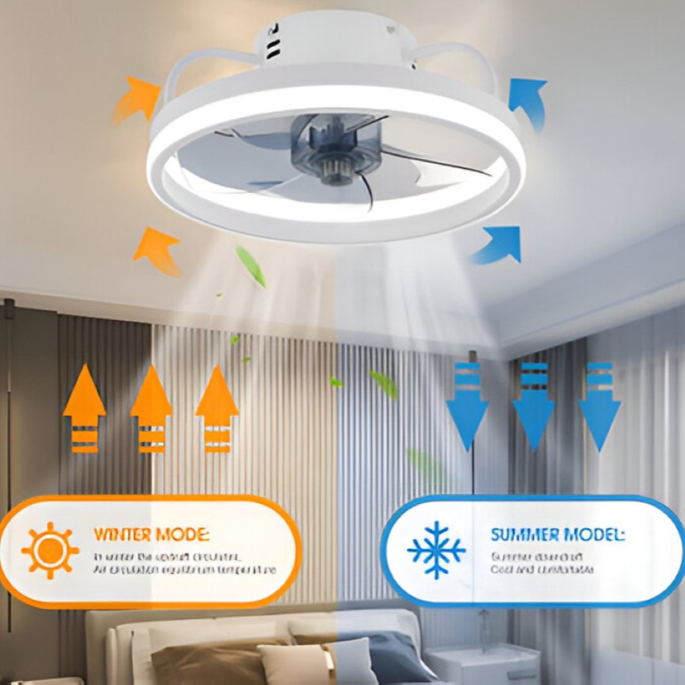 Intelligenter Deckenventilator mit dimmbarer LED-Lampe – Schwarz/Weiß – Ø 33 cm – mit Fernbedienung und App