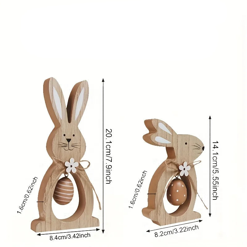 Charmante Ostern Dekoration - 4-teilige Bunte Tischdeko mit Hasen, Ostereiern und Blumen für Festlichkeiten 3