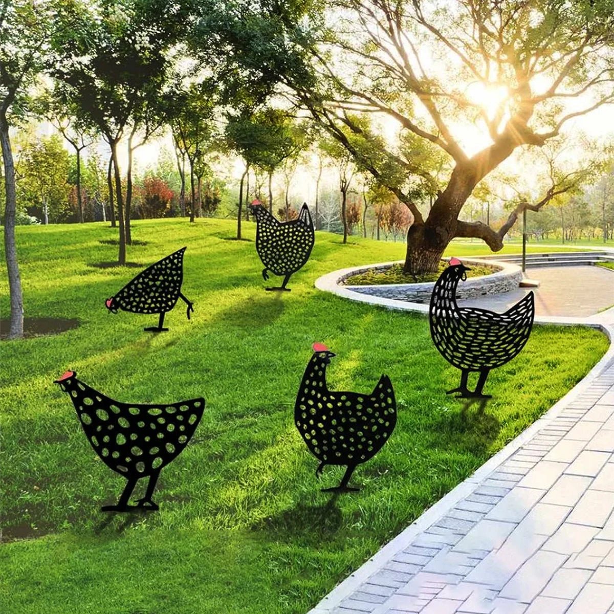 Charmanter Gartenstecker Huhn - Wetterfestes Metall für Garten Dekoration 1