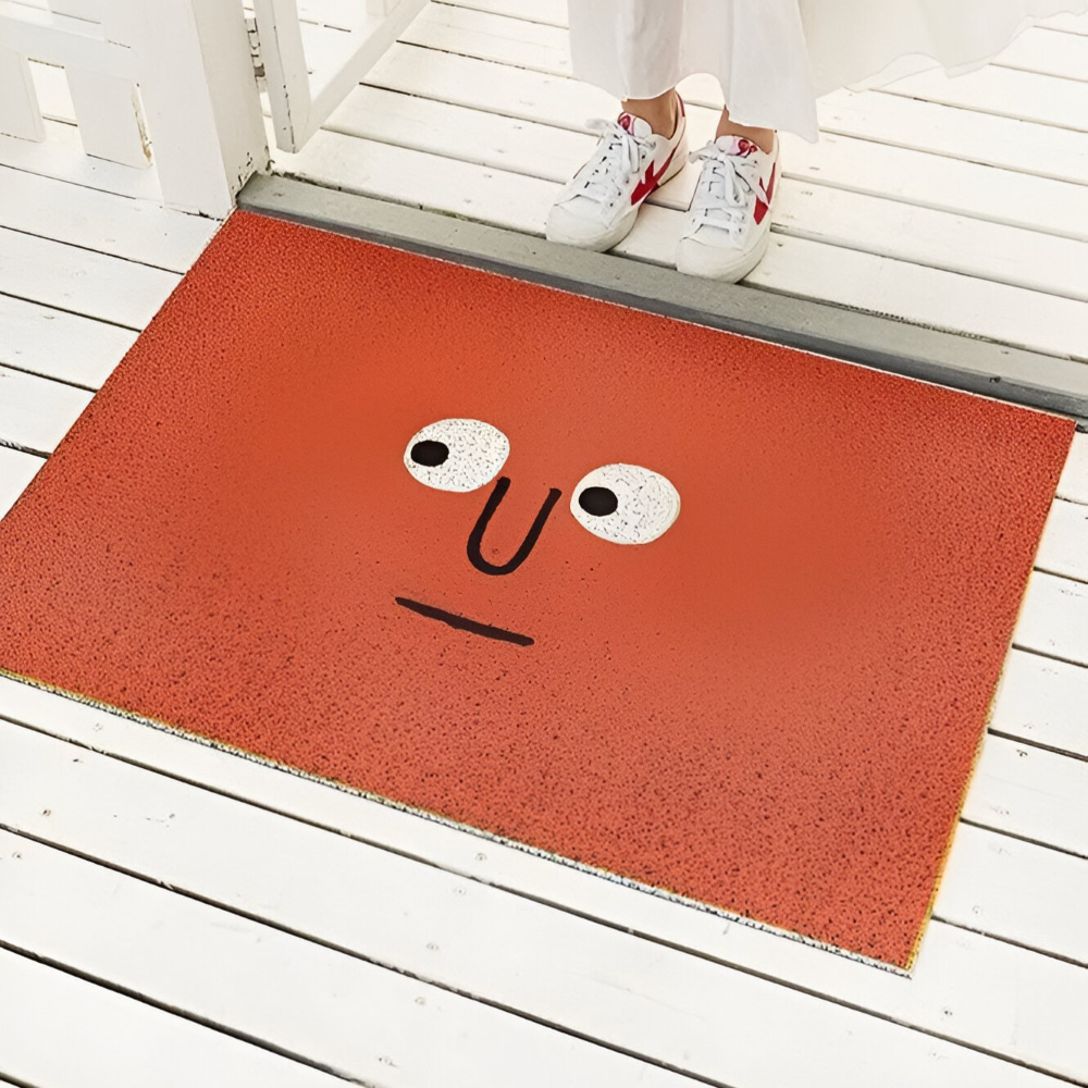 Cheeky Fussmatte - Niedlicher Smiley Bedruckter PVC Rutschfester Eingangsteppich