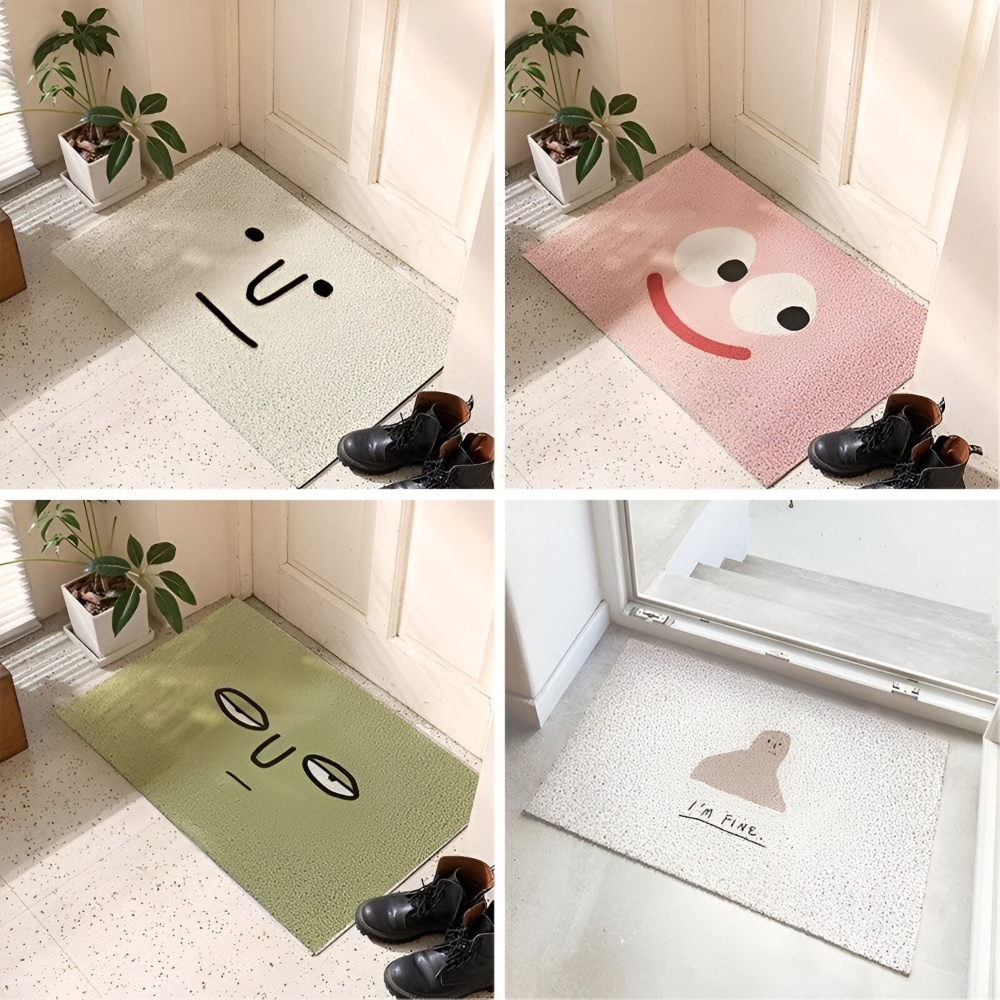 Cheeky Fussmatte - Niedlicher Smiley Bedruckter PVC Rutschfester Eingangsteppich