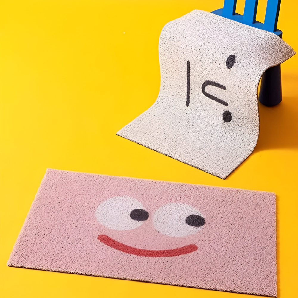Cheeky Fussmatte - Niedlicher Smiley Bedruckter PVC Rutschfester Eingangsteppich