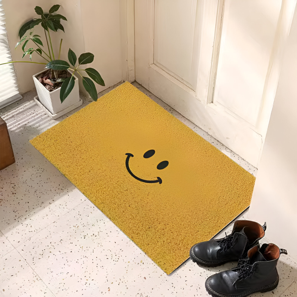 Cheeky Fussmatte - Niedlicher Smiley Bedruckter PVC Rutschfester Eingangsteppich