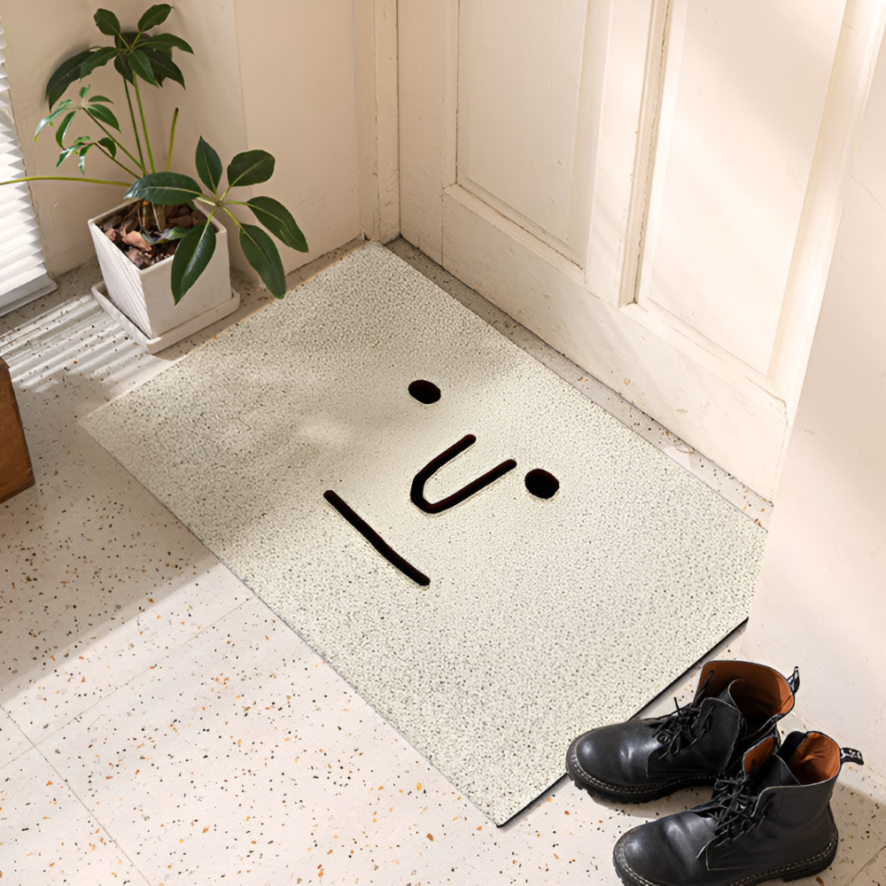 Cheeky Fussmatte - Niedlicher Smiley Bedruckter PVC Rutschfester Eingangsteppich