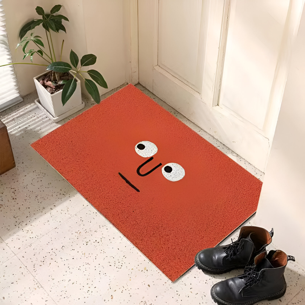 Cheeky Fussmatte - Niedlicher Smiley Bedruckter PVC Rutschfester Eingangsteppich