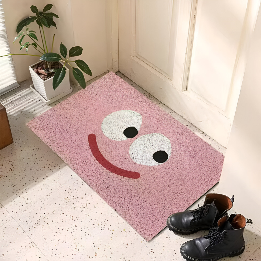 Cheeky Fussmatte - Niedlicher Smiley Bedruckter PVC Rutschfester Eingangsteppich