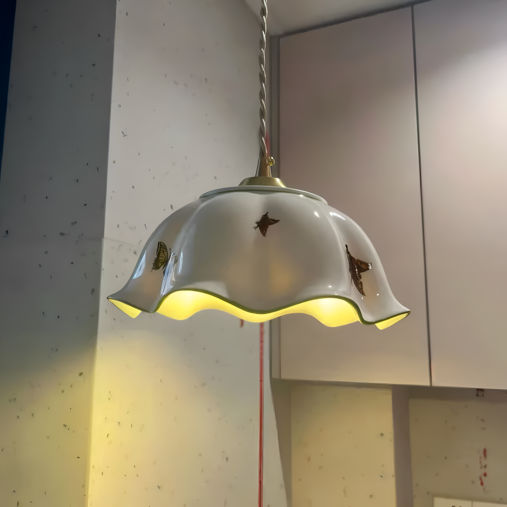 ChicBliss Pendelleuchte - Charmanter Schmetterling Keramik LED Hängelampe