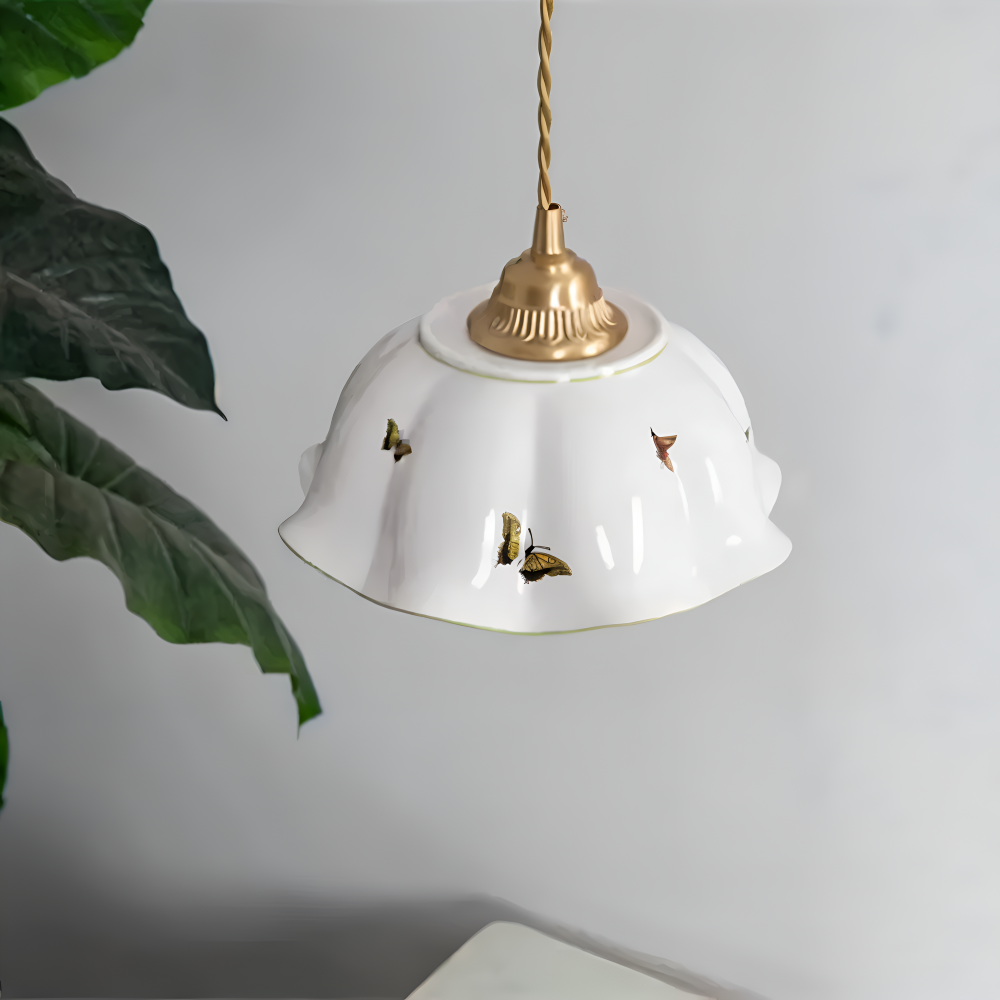 ChicBliss Pendelleuchte - Charmanter Schmetterling Keramik LED Hängelampe