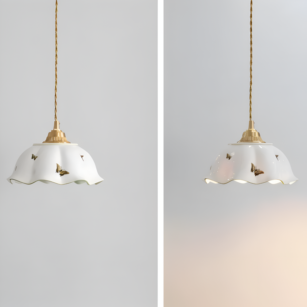 ChicBliss Pendelleuchte - Charmanter Schmetterling Keramik LED Hängelampe