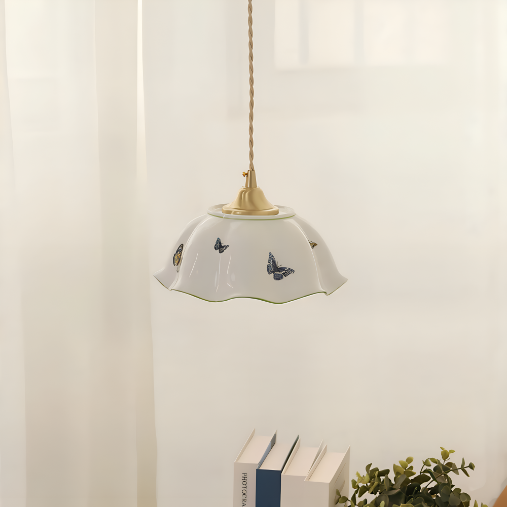 ChicBliss Pendelleuchte - Charmanter Schmetterling Keramik LED Hängelampe