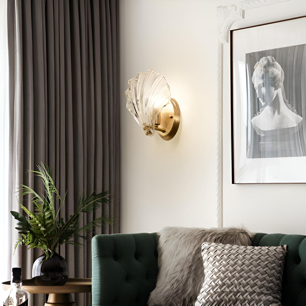 ChicShell - Minimalistische Glasschalen-Wandleuchte mit Druckknopfschalter