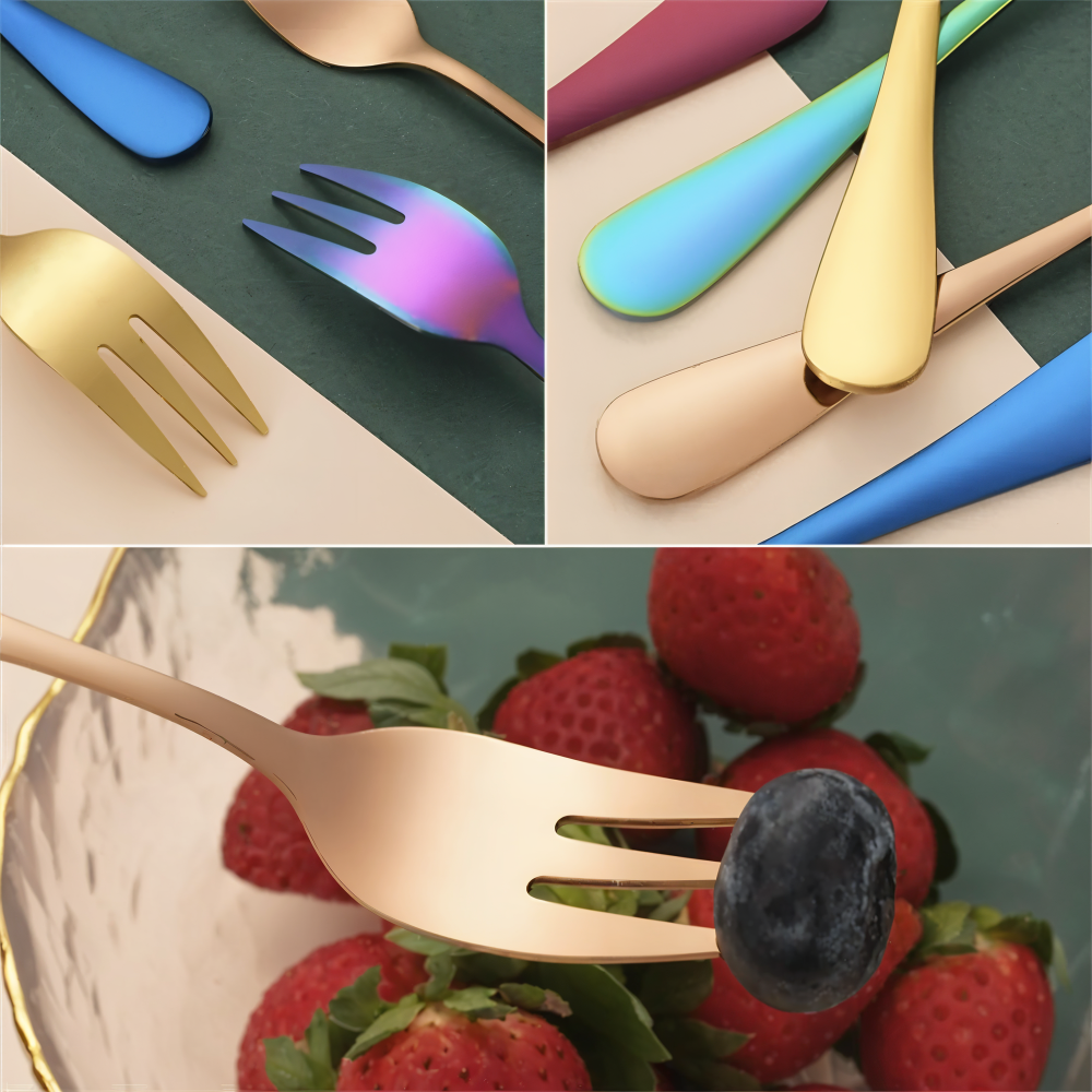 ChromaForks - 4/6-teilige Dessertgabel-Sets- Salatgabeln- Edelstahlgabeln