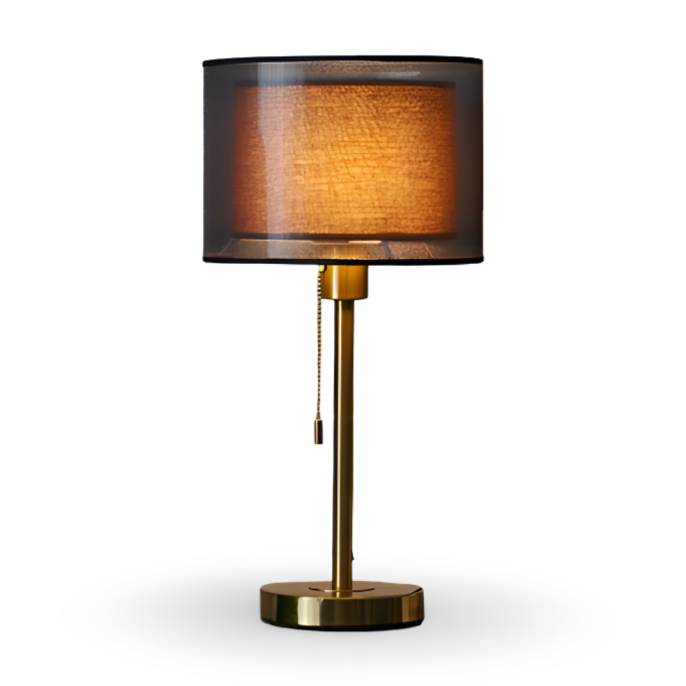 CircuVint Tischlampe - Vintage Runde Doppel Stoff Lampenschirm Nachttischlampe