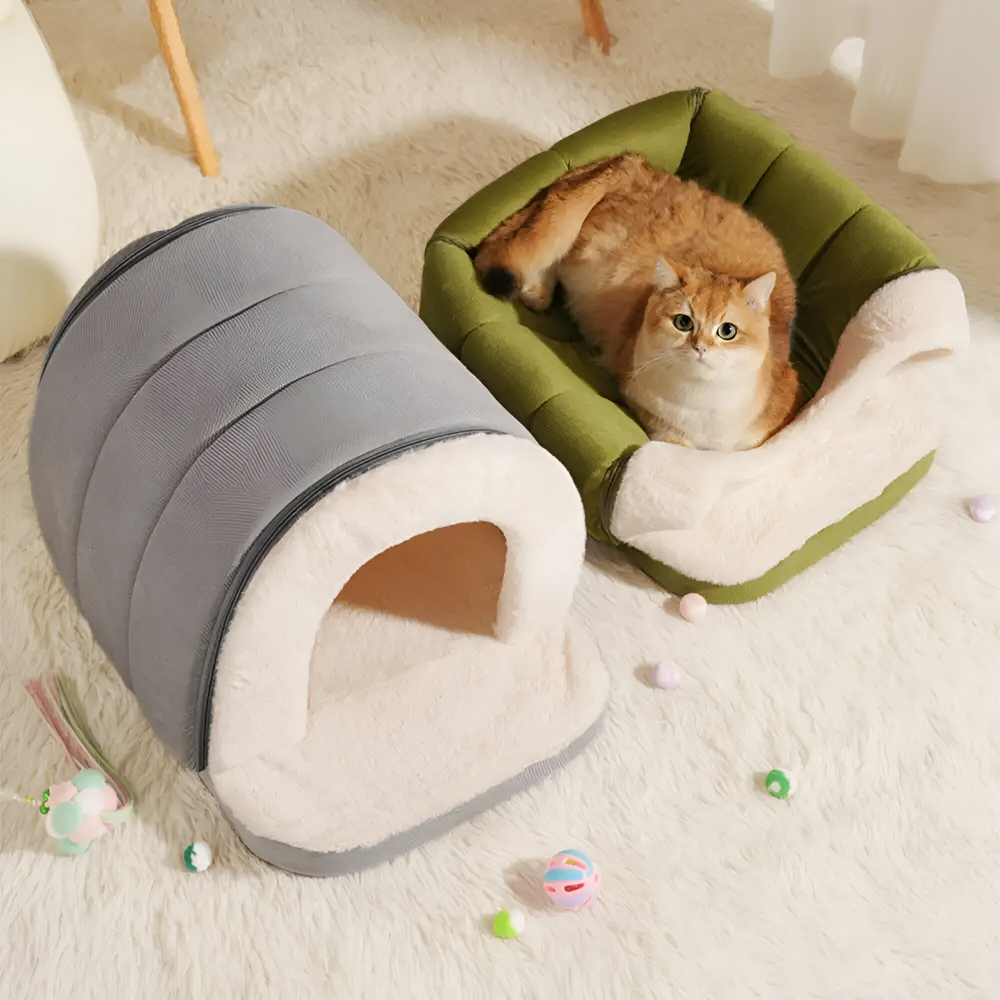 2-in-1 Hundebett & Hundehöhle Plüsch – Orthopädisch, Anti-Stress, Waschbar