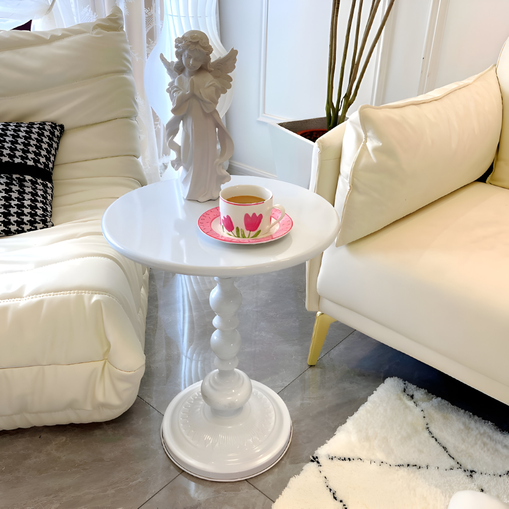 Klassischer Runder Baluster-Stil Beistelltisch - Idealer Kompakter Mini-Tisch für Kleine Räume