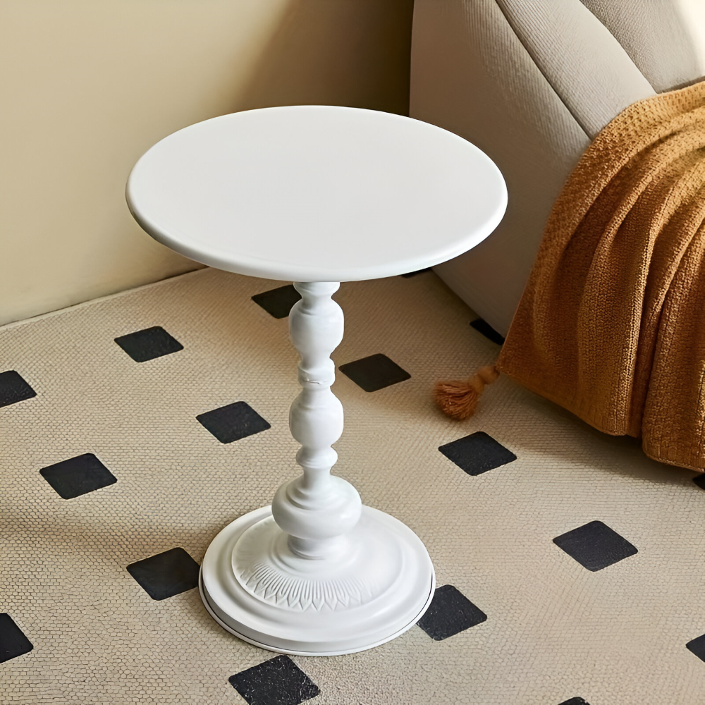 Klassischer Runder Baluster-Stil Beistelltisch - Idealer Kompakter Mini-Tisch für Kleine Räume