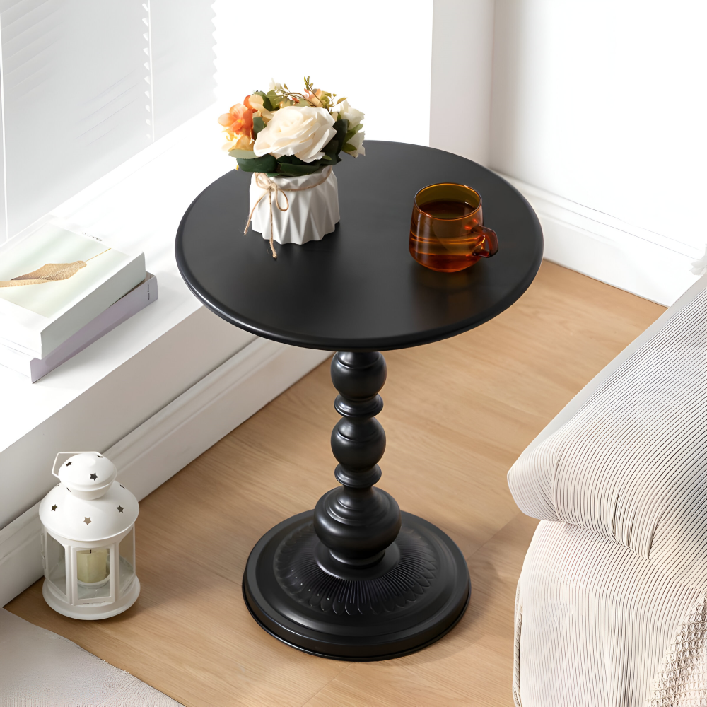Klassischer Runder Baluster-Stil Beistelltisch - Idealer Kompakter Mini-Tisch für Kleine Räume