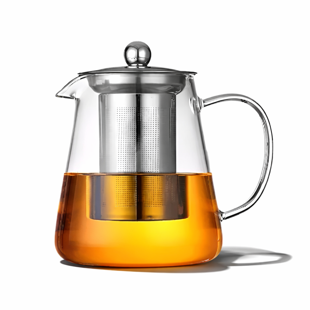 Klarglas-Teekanne aus Borosilikatglas mit Edelstahlsieb, Hitzebeständig, 400 ml