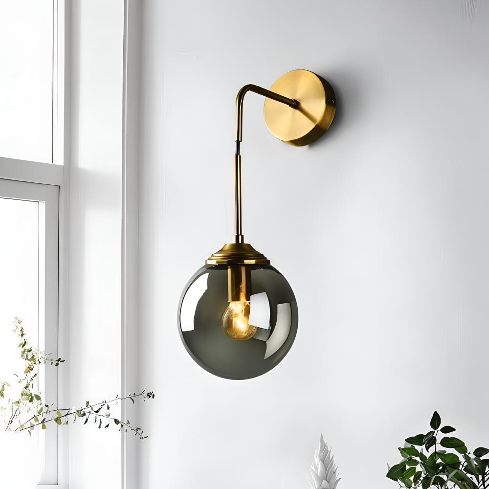 ClearOrb Wandleuchte - Glas Wandleuchte - Metall Wandleuchte Design - Retro Industrie Wandleuchten LED