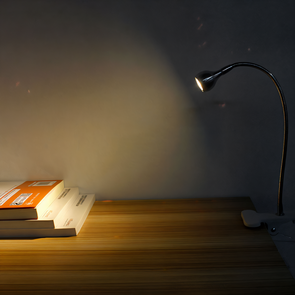 ClipNGlow Tischlampe - 360° Drehbare, USB Betriebene, Flexible Schreibtischlampe