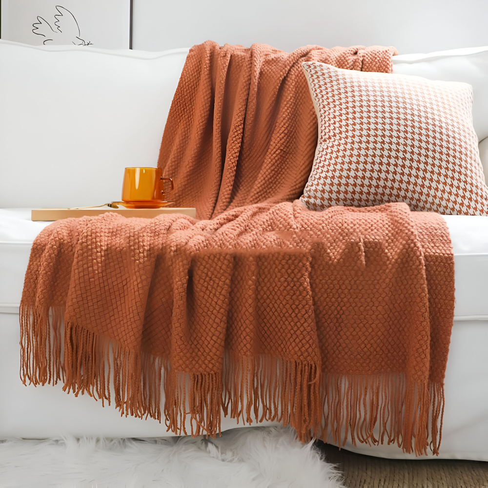 CoarseKnit Plaid - Stylische Strickdecke - Fleece Decke für Ganzjährigen Komfort