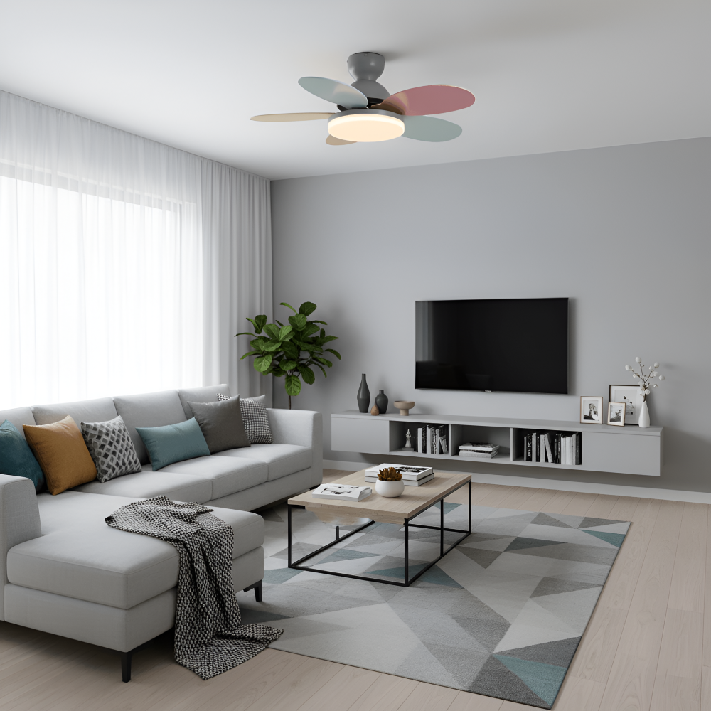 Bunter Blütenblatt Design Deckenventilator mit Integrierter LED Leuchte