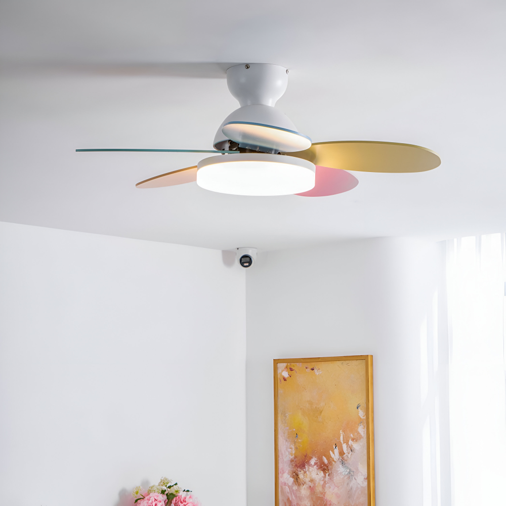 Bunter Blütenblatt Design Deckenventilator mit Integrierter LED Leuchte