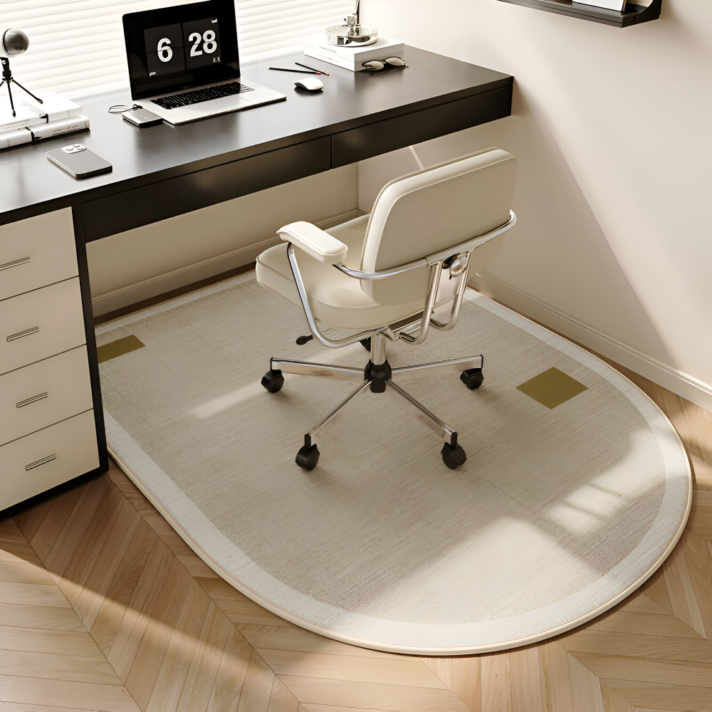 ComfiOval Teppich  - Plüschsamt Anti Rutsch Teppichvorleger für Schlafzimmer und Arbeitszimmer