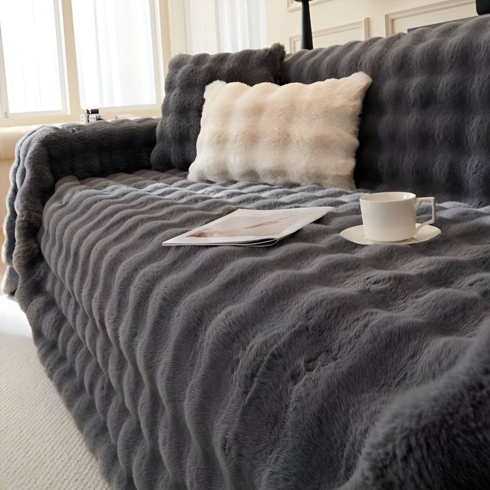 ComfyPal Plaid - Luxuriöse Dicke Plüsch Sofadecke - Ultra Weiche Gesteppte Kunstpelz Fleece Blanket