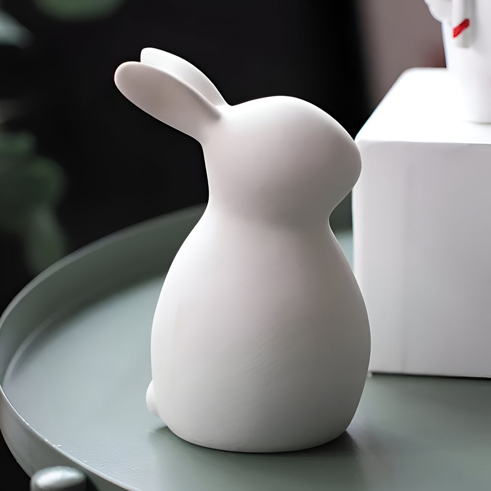ConeyBliss Osterdeko - Minimalistische Weiße Keramik Osterhasen Figuren