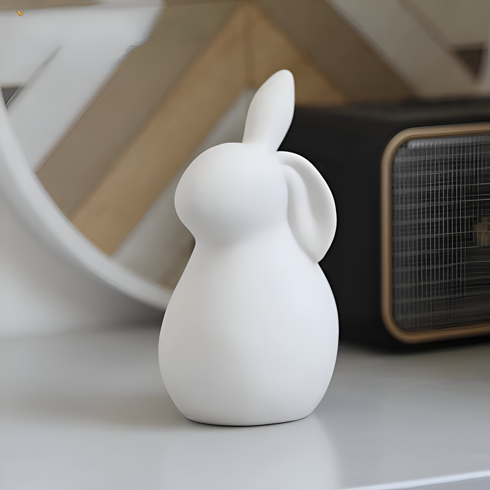 ConeyBliss Osterdeko - Minimalistische Weiße Keramik Osterhasen Figuren