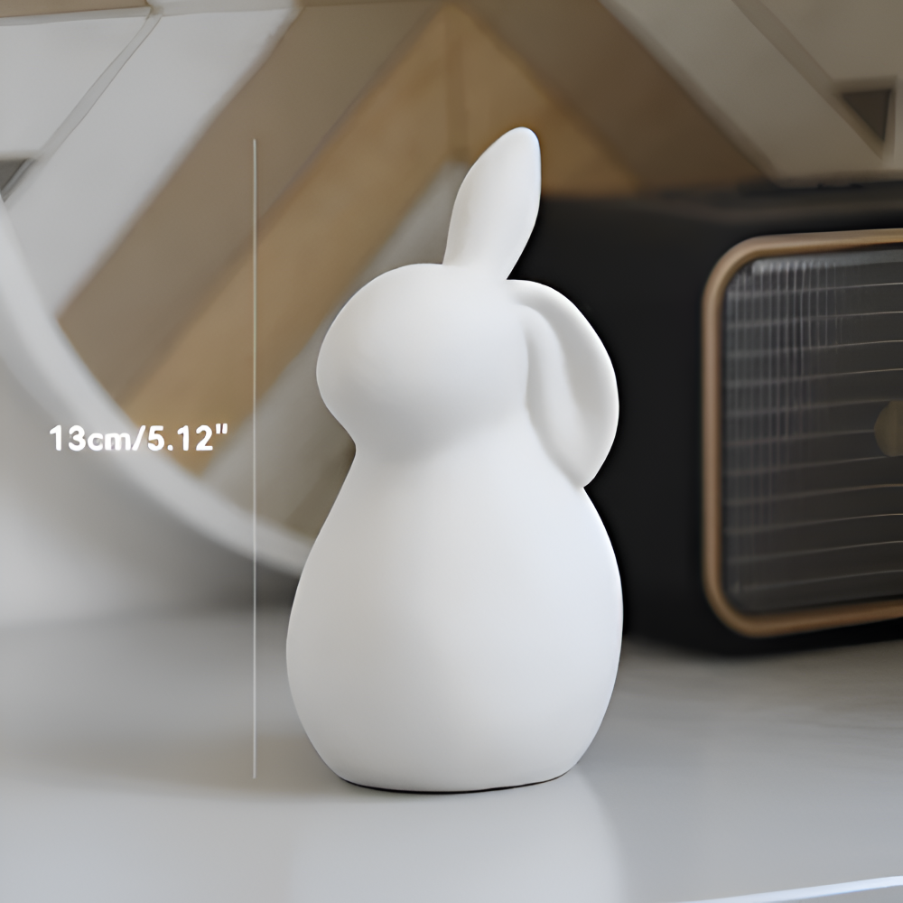 ConeyBliss Osterdeko - Minimalistische Weiße Keramik Osterhasen Figuren