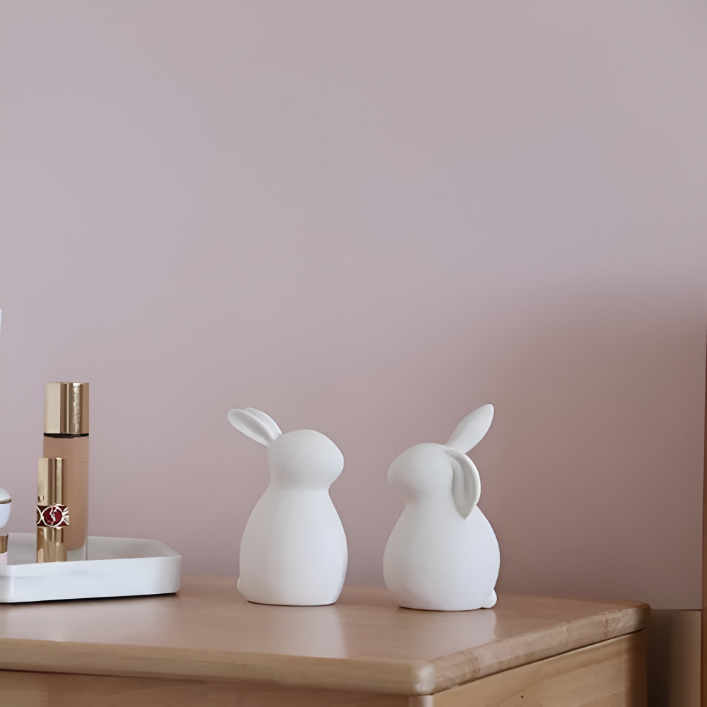ConeyBliss Osterdeko - Minimalistische Weiße Keramik Osterhasen Figuren