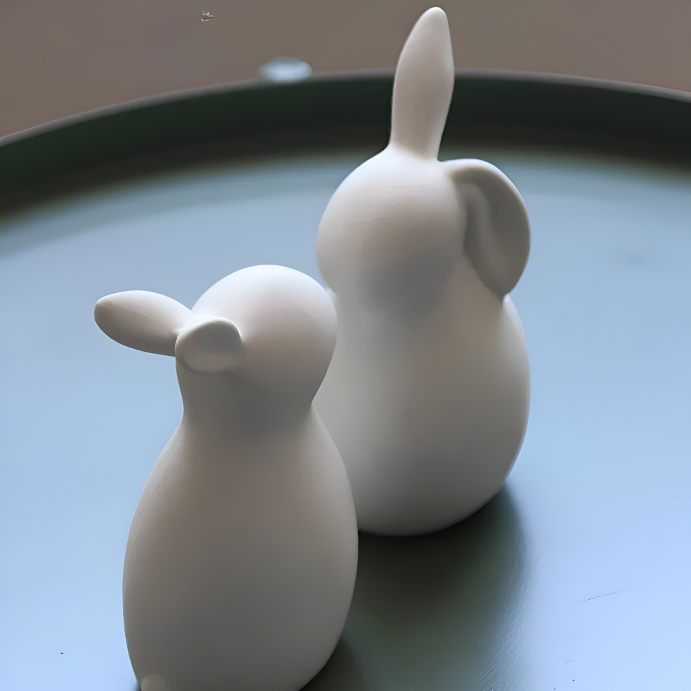 ConeyBliss Osterdeko - Minimalistische Weiße Keramik Osterhasen Figuren