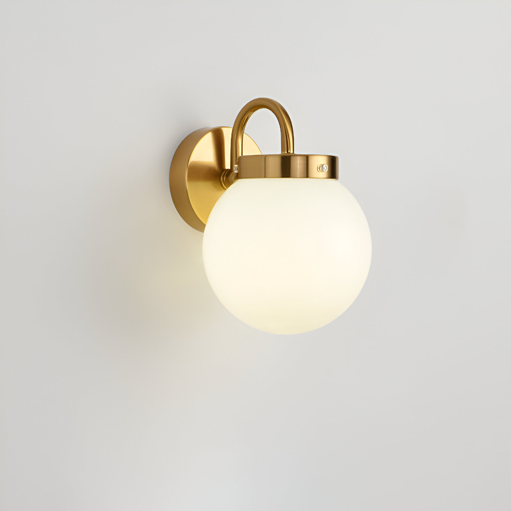 Zeitgenössische Kugelförmige Gestreifte Glas Wandleuchte - LED Wandleuchte mit Eisenakzent für das Wohnzimmer