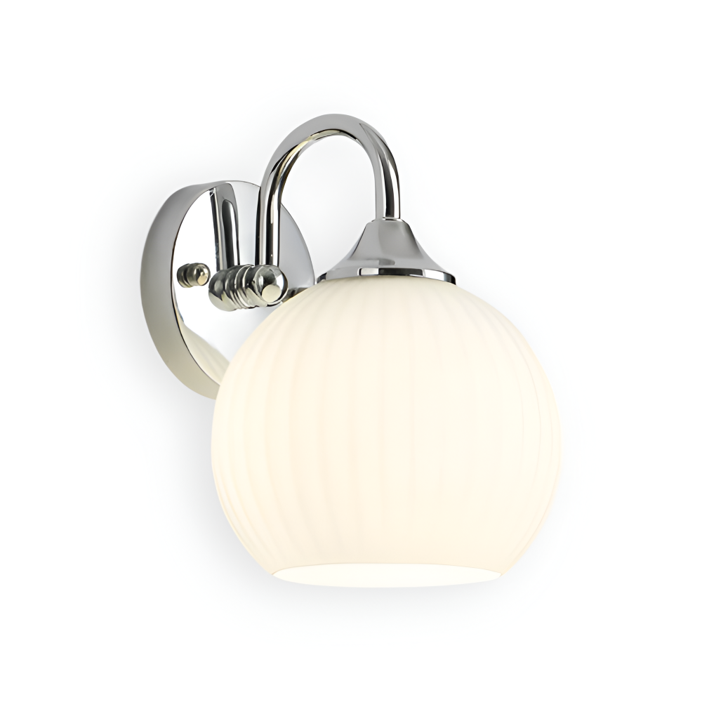 Zeitgenössische Kugelförmige Gestreifte Glas Wandleuchte - LED Wandleuchte mit Eisenakzent für das Wohnzimmer