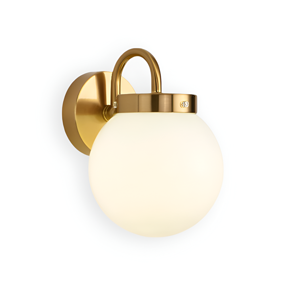 Zeitgenössische Kugelförmige Gestreifte Glas Wandleuchte - LED Wandleuchte mit Eisenakzent für das Wohnzimmer