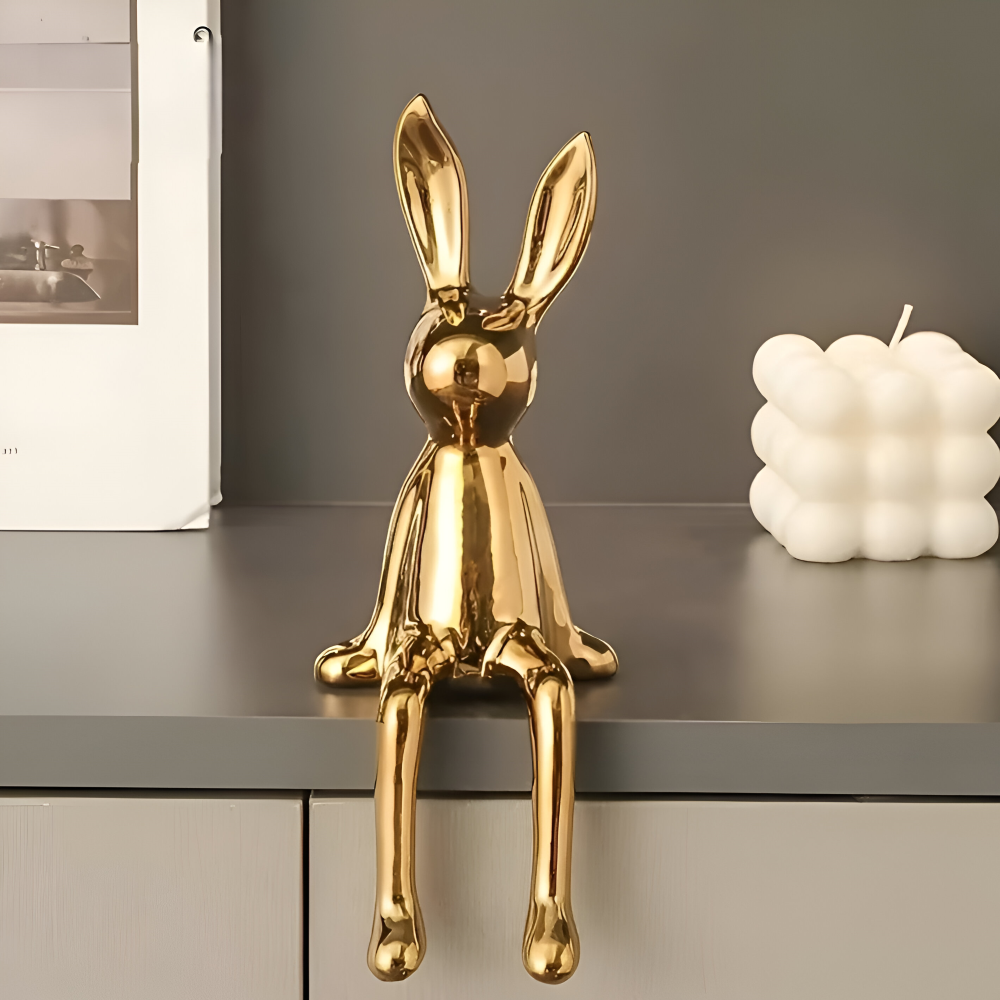 ConyGleam Osterdeko - Luxus Keramik Langohr Sitzende Osterhasen Statue