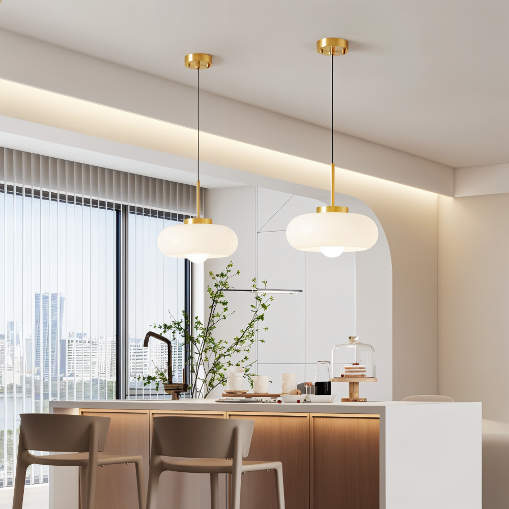 Kupfer-Kuppelleuchte - Retro Orange Weiß Bauhaus LED Pendelleuchte