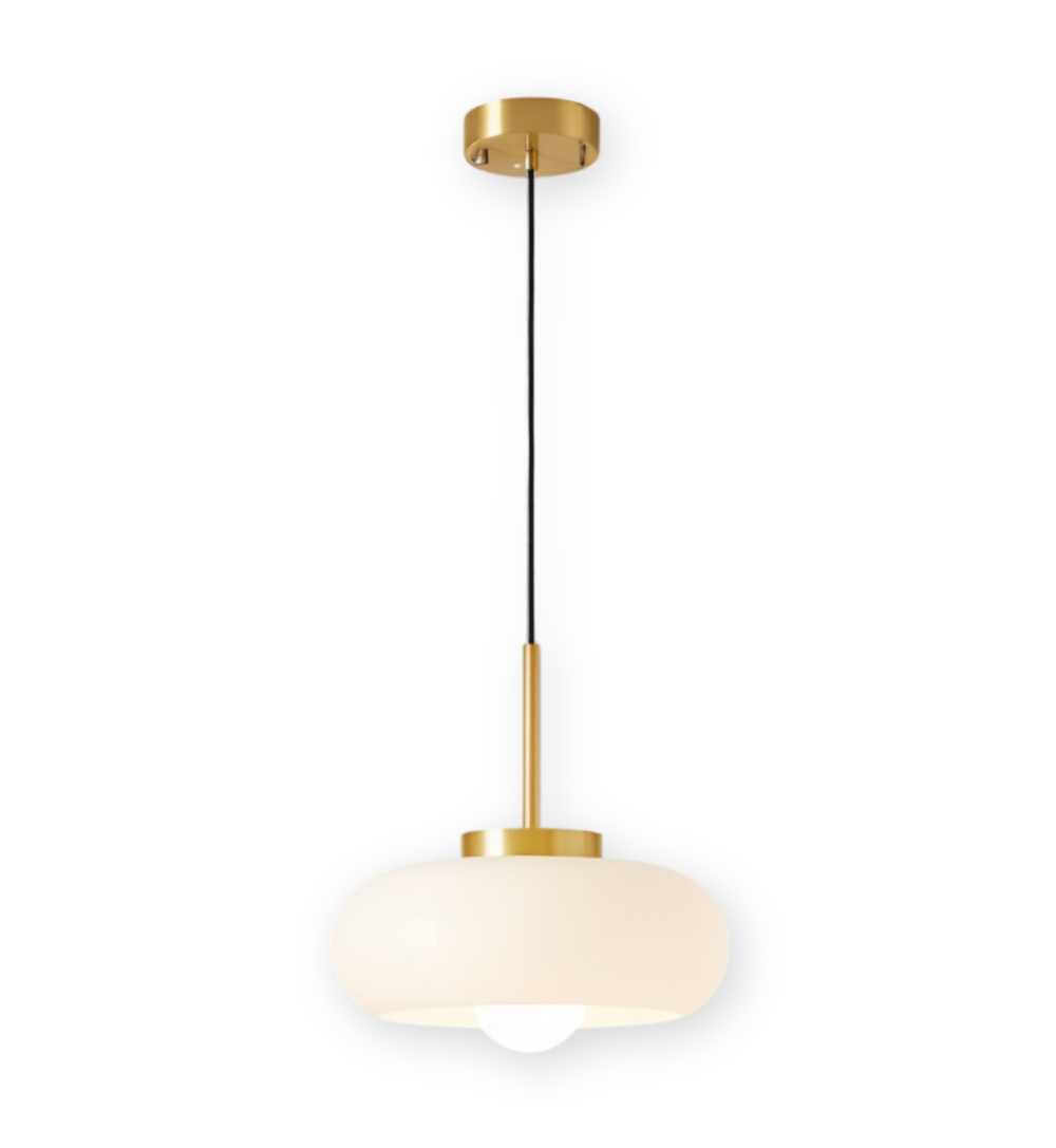 Kupfer-Kuppelleuchte - Retro Orange Weiß Bauhaus LED Pendelleuchte