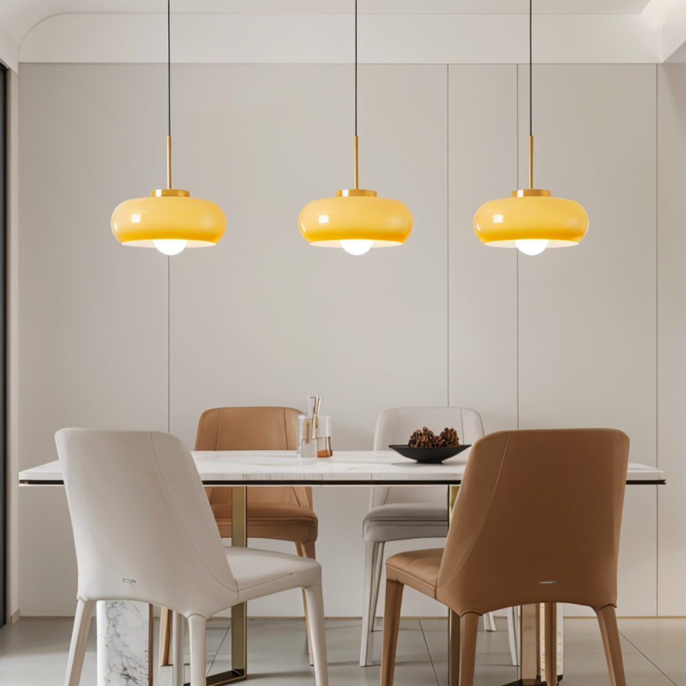 Kupfer-Kuppelleuchte - Retro Orange Weiß Bauhaus LED Pendelleuchte