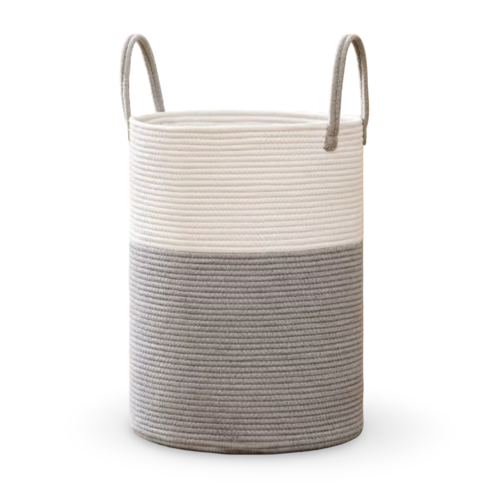 Wäschekorb Baumwolle Geflochten – 58L Großer Spielzeugkorb mit Griffen, Faltbar, 38x50cm